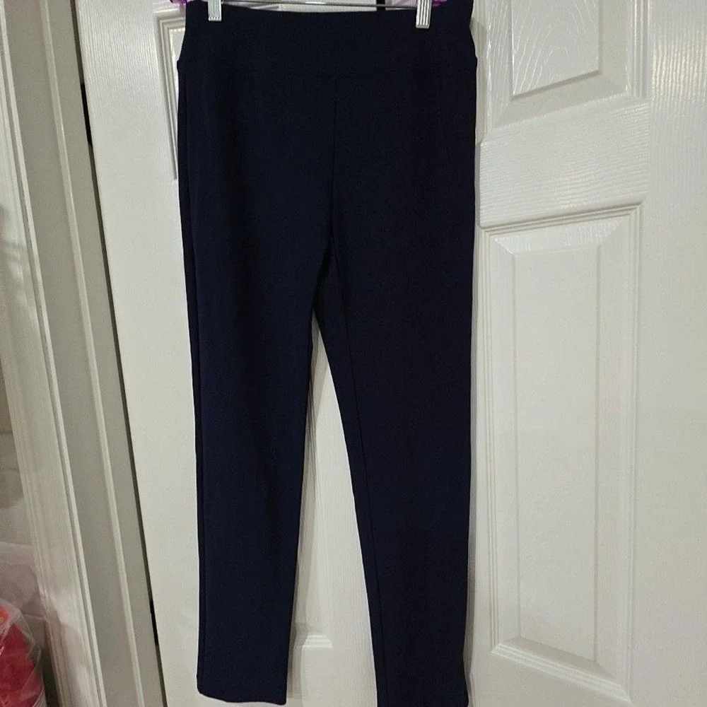 Boston Proper Pantsuit Womens Small Navy Blue Ponte 2 Piece Blazer Pants Stretch